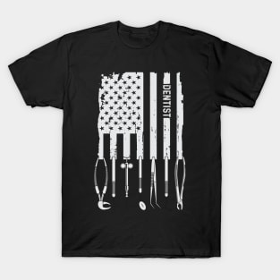 Vintage Dentist Dental Hygienist American Flag 4th Of July T-Shirt